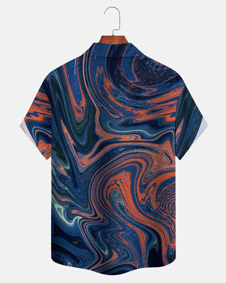 Alohadaddy® Casual Blue Abstract Fluid Marble Pattern Men&