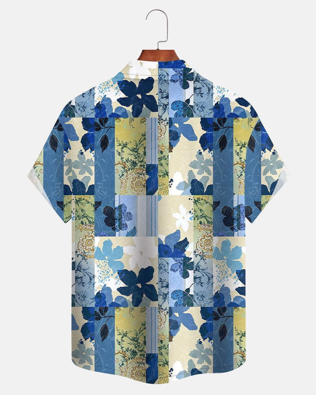 Alohadaddy® Casual Blue Floral Color Block Men&