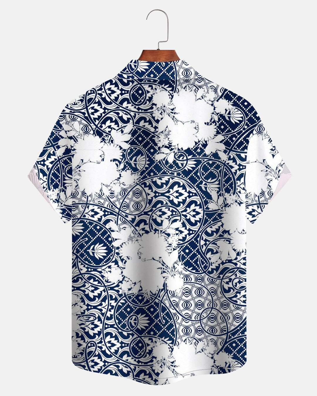 Alohadaddy® Casual Retro Blue And White Porcelain European Scroll Floral Pattern Men&