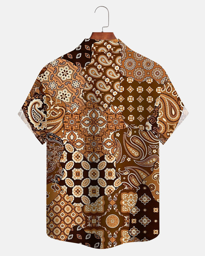 Alohadaddy® Casual Retro Ethnic Paisley Geometric Pattern Patchwork Men&