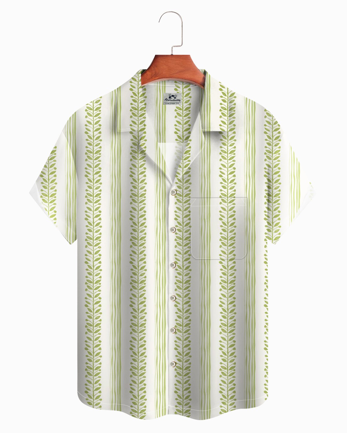 Alohadaddy® Beach Summer Casual Plant Striped Men's Short-Sleeved Shirt