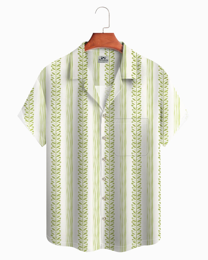 Alohadaddy® Beach Summer Casual Plant Striped Men&