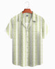 Alohadaddy® Beach Summer Casual Plant Striped Men's Short-Sleeved Shirt