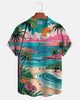 Alohadaddy® Retro Hawaiian Beach Sunset Coconut Tree Men's Short-Sleeve Shirt