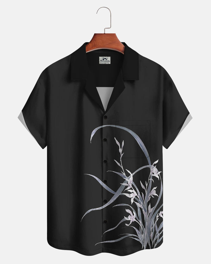 Alohadaddy® Casual Chinese Painting Orchid Pattern Men&