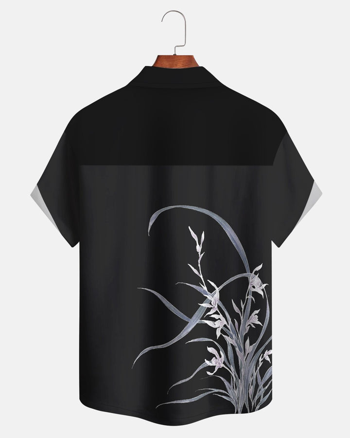 Alohadaddy® Casual Chinese Painting Orchid Pattern Men&