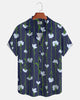 Alohadaddy® Casual Abstract Hand-Painted Plant Stripe Pattern Men's Short-Sleeved Shirt