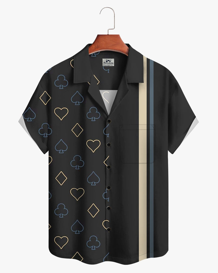 Alohadaddy® Casual Striped Playing Card Pattern Men&