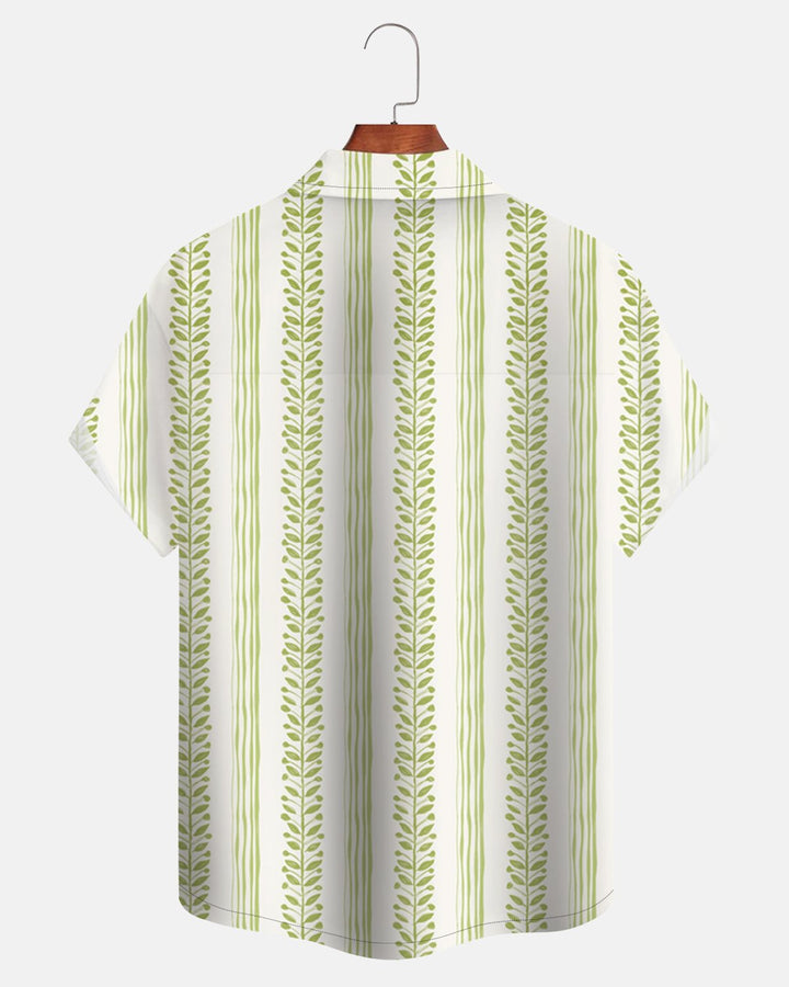 Alohadaddy® Beach Summer Casual Plant Striped Men&