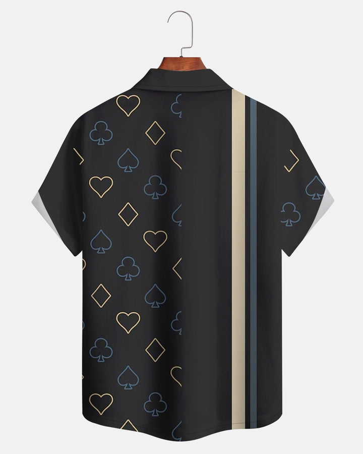 Alohadaddy® Casual Striped Playing Card Pattern Men&