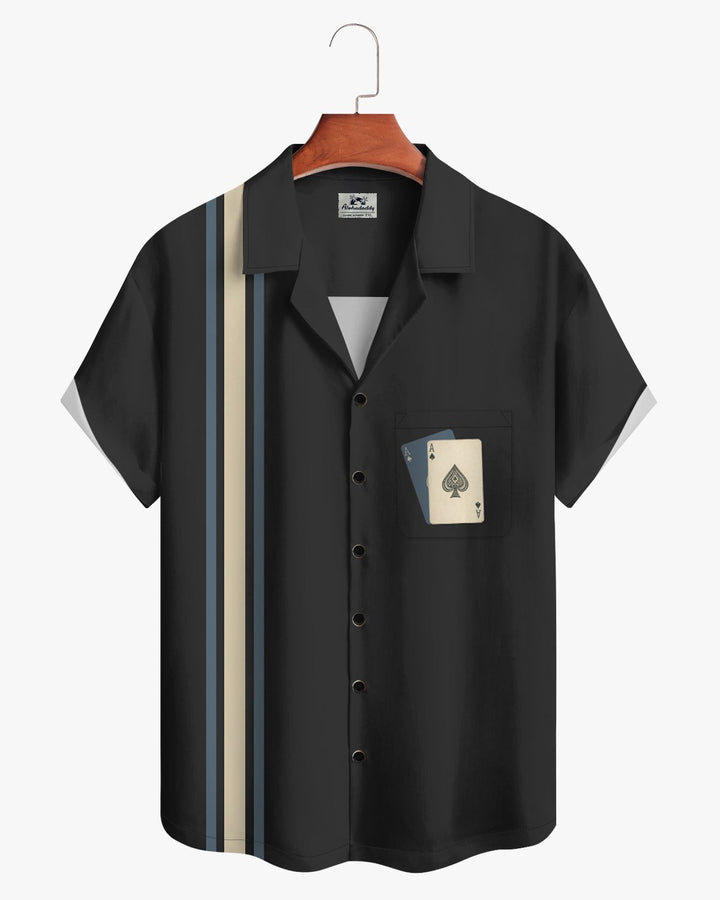 Alohadaddy® Casual Striped Playing Card Pattern Men&