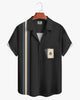 Alohadaddy® Casual Striped Playing Card Pattern Men's Short-Sleeved Shirt