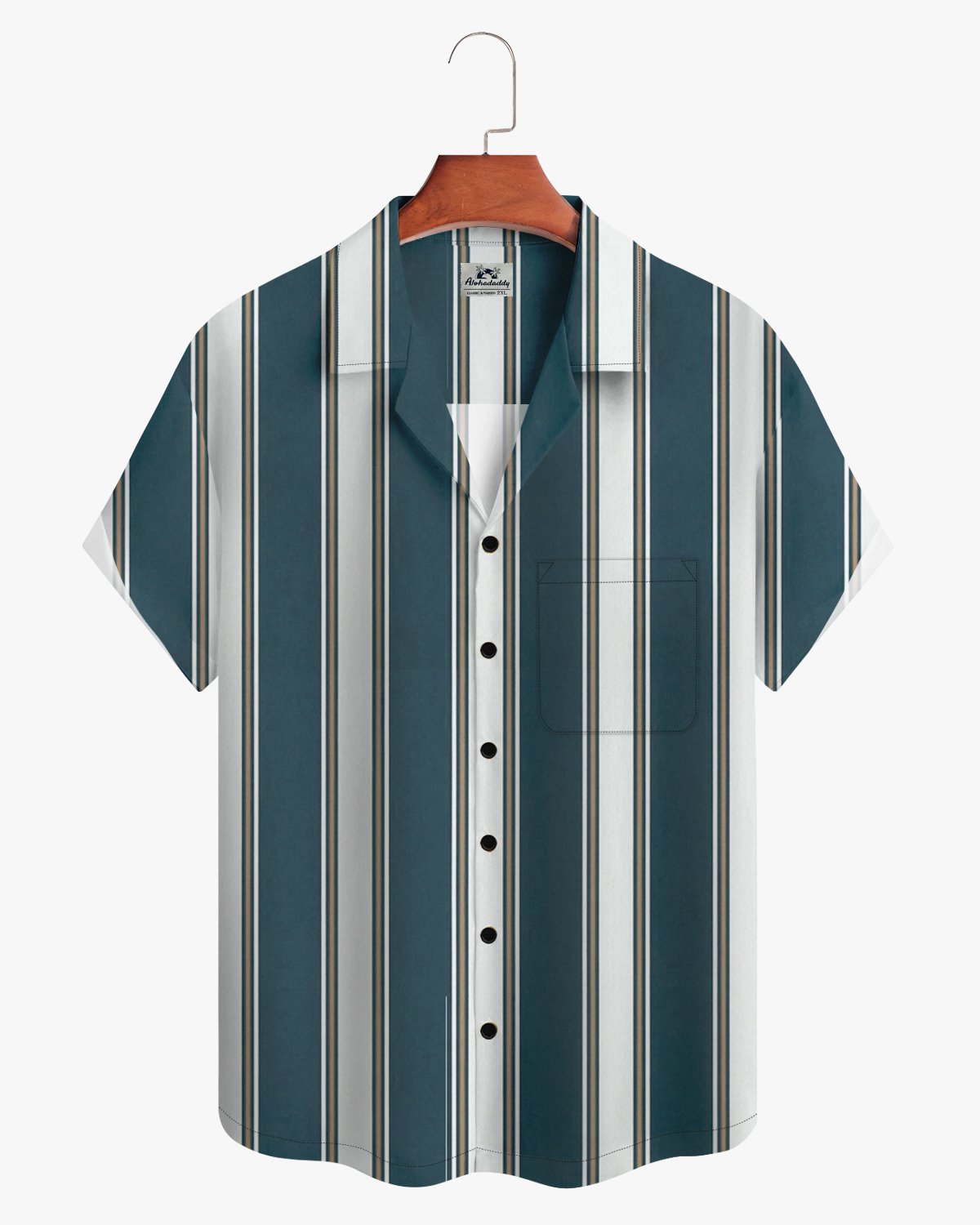 Alohadaddy® Casual Striped Blue And White Men's Short-Sleeved Shirt
