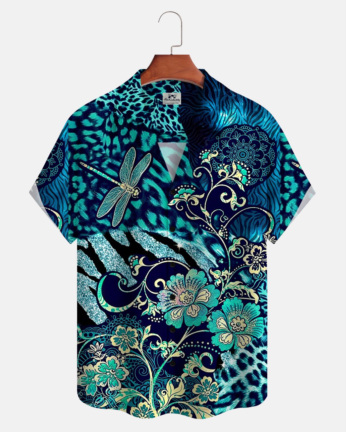 Alohadaddy® Men's Short-Sleeved Shirt With Floral And Leopard Print For A Casual Vacation