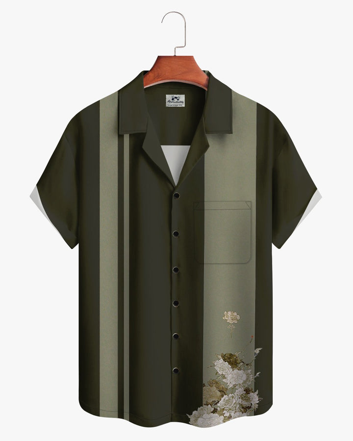 Alohadaddy® Casual Retro Striped Floral Print Men&