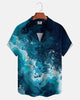 Alohadaddy® Casual Blue Wave Pattern Men's Short-Sleeved Shirt
