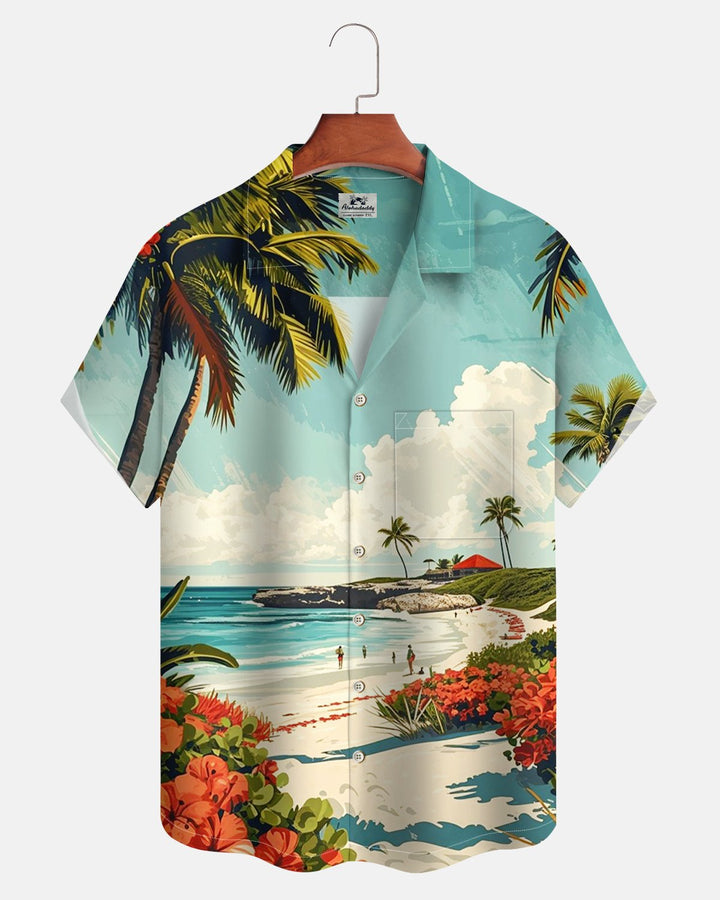 Alohadaddy® Retro Hawaiian Beach Coconut Tree Men&