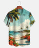 Alohadaddy® Retro Hawaiian Beach Coconut Tree Men's Short-Sleeve Shirt