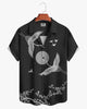 Alohadaddy® Casual Chinese Painting Style Crane And Plum Blossom Men's Short-Sleeved Shirt