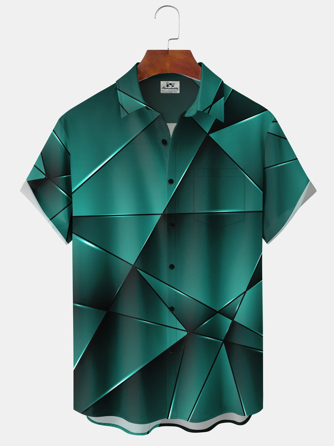 Alohadaddy Retro Gradient 3D Geometric Pocket Holiday Shirt