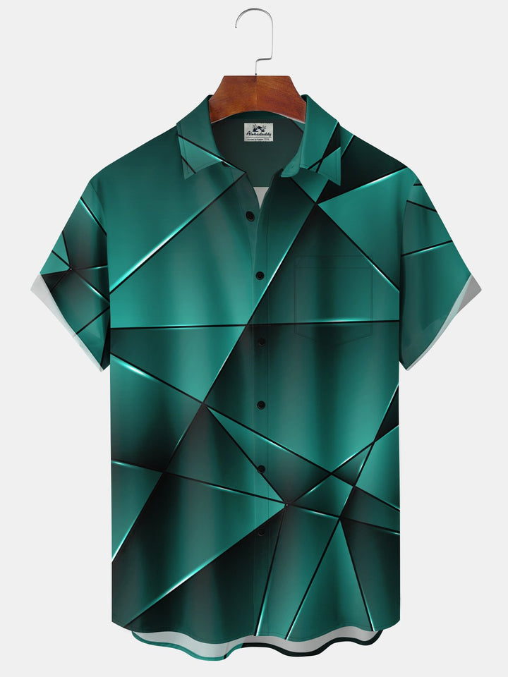 Alohadaddy Retro Gradient 3D Geometric Pocket Holiday Shirt