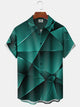 Alohadaddy Retro Gradient 3D Geometric Pocket Holiday Shirt