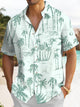 Alohadaddy Hawaiian Palm Tree Painting Art Button Cardigan Pockets Large Size Long Polyester Short Sleeve Shirt