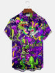 Holiday Mardi Gras Men's Hawaiian Shirt Dinosaur Cartoon Stretch Oversized Button Shirts