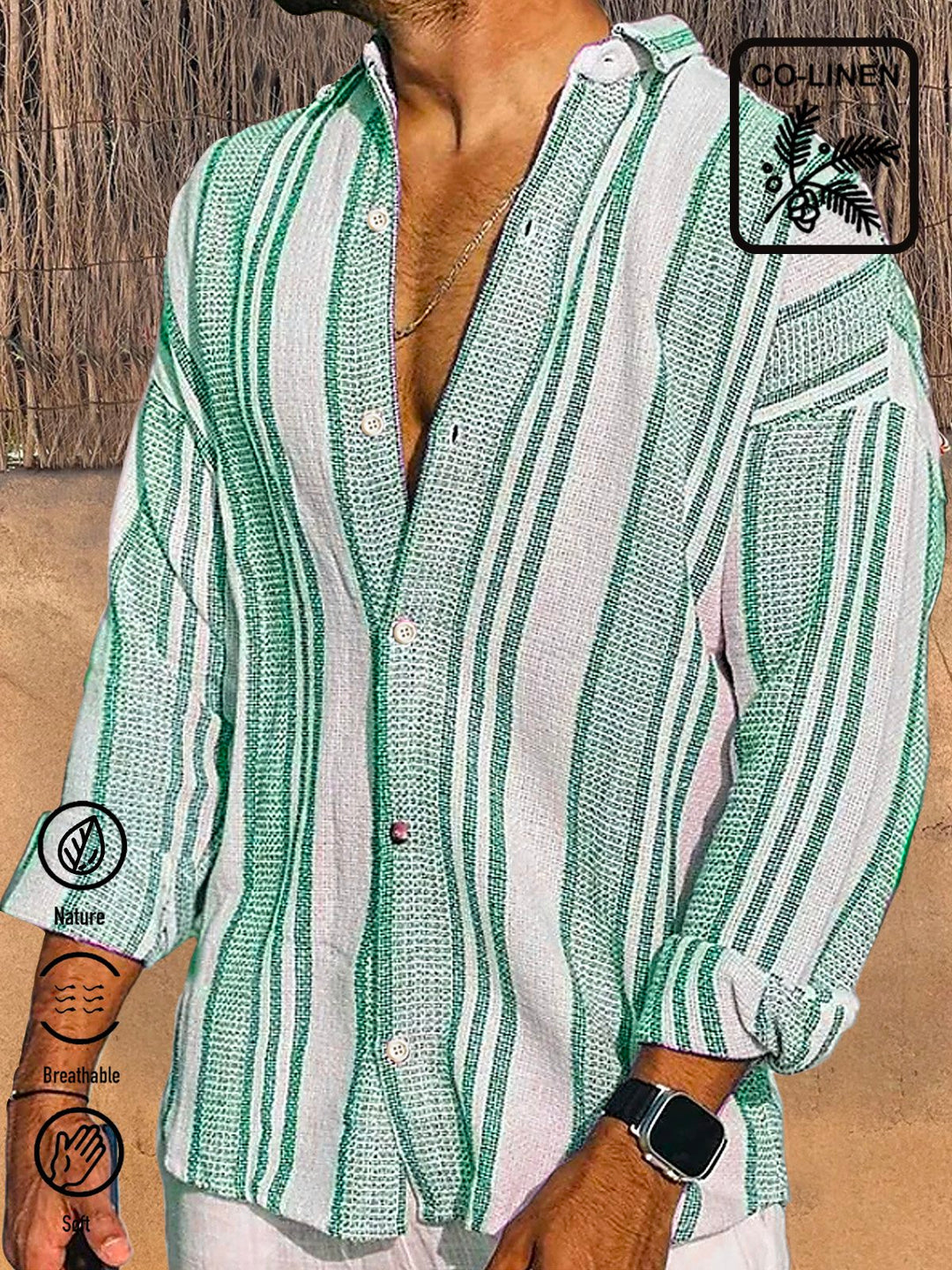 Alohadaddy Casual Striped Print Men&