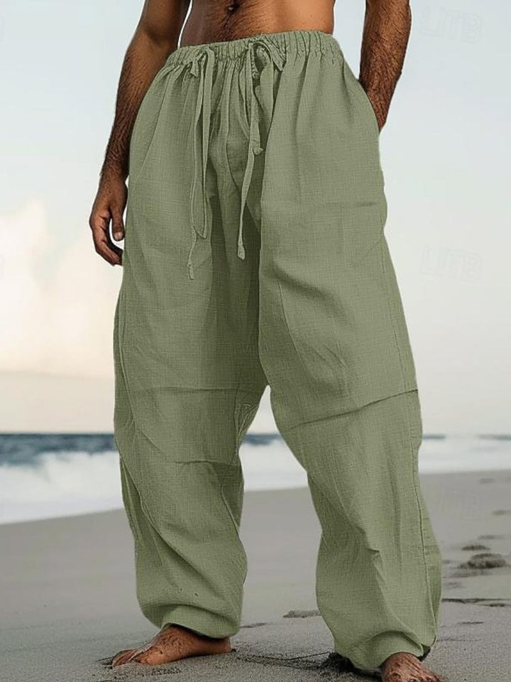 Alohadaddy® Casual Beach Straight Pants Solid Color Comfortable Daily Street Pants Big &amp; Tall