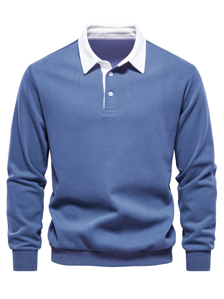 Alohadaddy® Autumn Long Sleeve Polo Collar Sweatshirt Trendy Men&