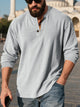 Alohadaddy® Corduroy Long Sleeve T-Shirt Simple Loose Casual Henley Men's Top Big & Tall