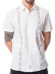 Alohadaddy® Lapel Embroidered Long Sleeve Henley Solid Color Loose Casual Men's Lapel Pleated Shirt