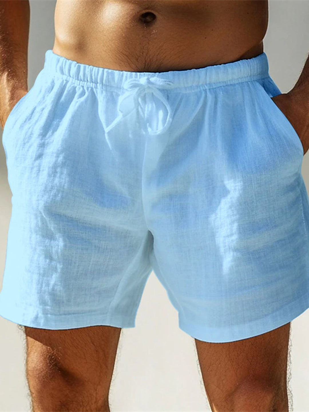 Alohadaddy® Hawaiian Cotton High Quality Beach Leisure Solid Color Breathable Outdoor Three-quarter Shorts