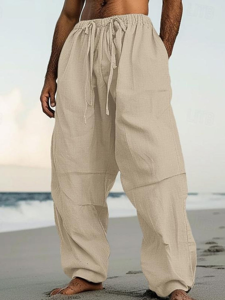 Alohadaddy® Casual Beach Straight Pants Solid Color Comfortable Daily Street Pants Big &amp; Tall