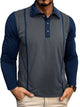 Alohadaddy® casual contrast lapel long-sleeved button-down Polo shirt for men