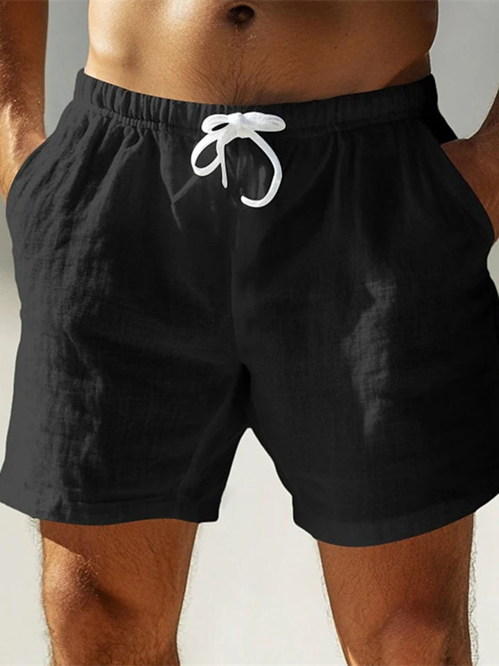 Alohadaddy® Hawaiian Cotton High Quality Beach Leisure Solid Color Breathable Outdoor Three-quarter Shorts