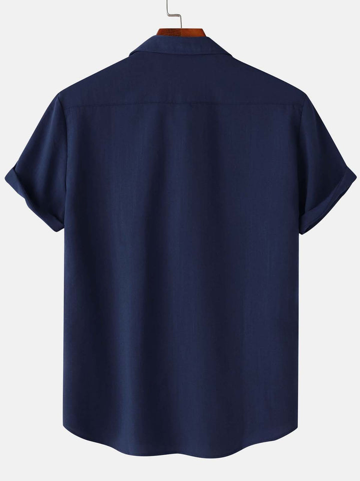 Alohadaddy® Casual Summer Lapel Solid Color Short Sleeve Button-Down Men&