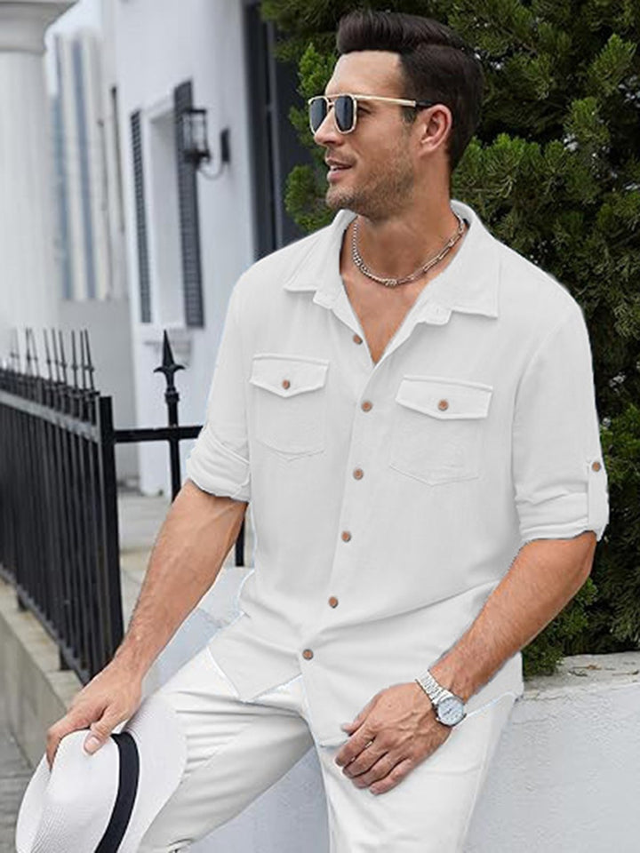 Alohadaddy® Casual Solid Color Versatile Trendy Chest Pocket Men&