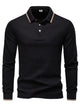 Alohadaddy® Business Men's Long Sleeve T-shirt Lapel Solid Color Men's Tops All-match Polo Shirt