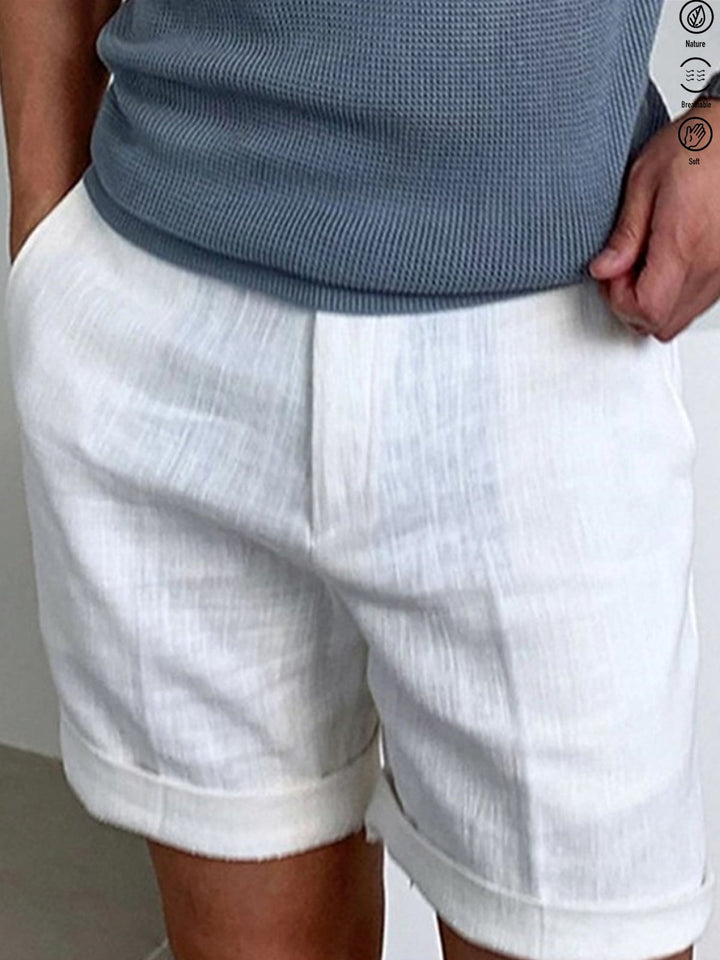 Alohadaddy® Casual Basics Linen Solid Color Slant Pockets Moisture-wicking and Breathable Daily Shorts