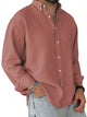 Alohadaddy® Casual Solid Color All-Match Washed Cotton Button-Down Long Sleeve Shirt Big & Tall