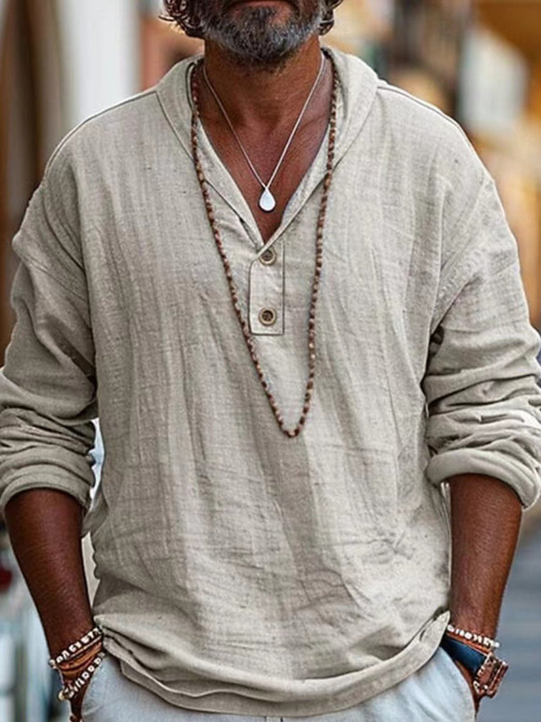 Alohadaddy® Vintage Cotton and Linen Moisture Wicking Versatile Chest Pocket Men&