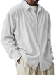 Alohadaddy® Basic Solid Color Cotton Linen Print Men's Button Pocket Long Sleeve Shirt Big & Tall