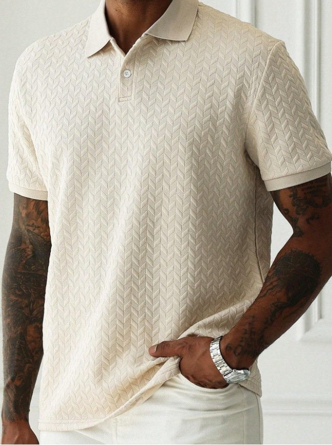 Alohadaddy® Casual Solid Lapel Button Front Short Sleeve Simple Polo Shirt