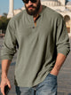 Alohadaddy® Corduroy Long Sleeve T-Shirt Simple Loose Casual Henley Men's Top Big & Tall