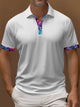 Alohadaddy® Contrast Color Business Casual Print Art Summer Short Sleeve Stretch Men's Polo Shirt