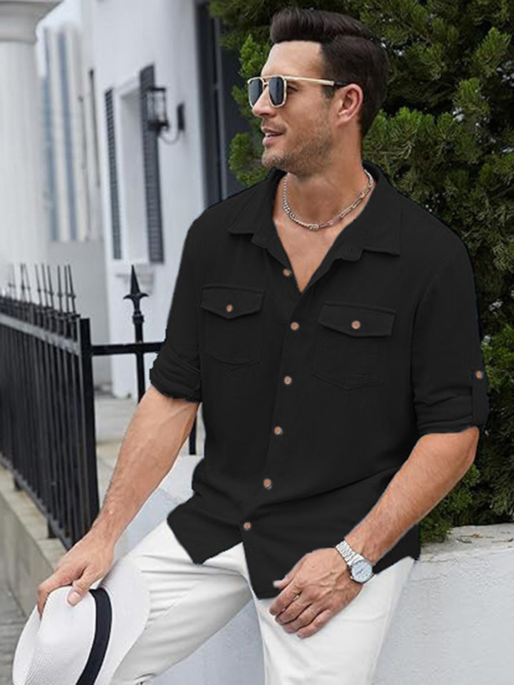 Alohadaddy® Casual Solid Color Versatile Trendy Chest Pocket Men&