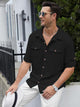 Alohadaddy® Casual Solid Color Versatile Trendy Chest Pocket Men's Short Sleeve Shirt Big & Tall