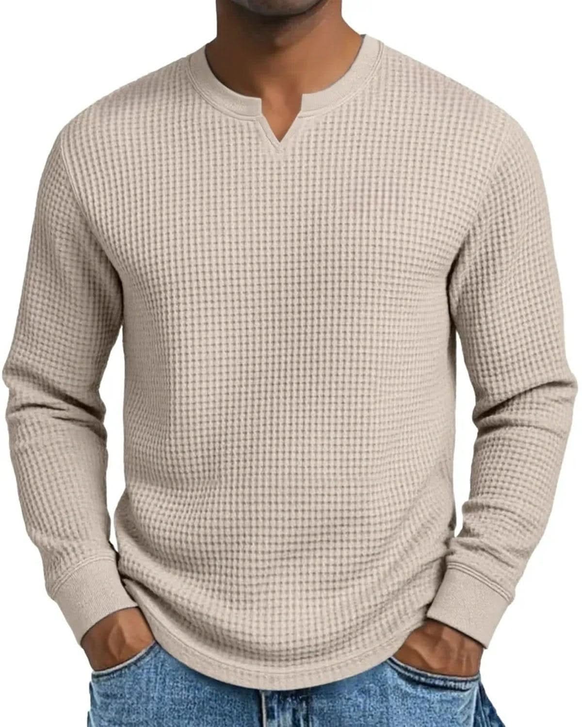 Alohadaddy® Casual Bottoming Shirt Slim Fit Men's Long Sleeve V-Neck Casual Top T-Shirt Big & Tall